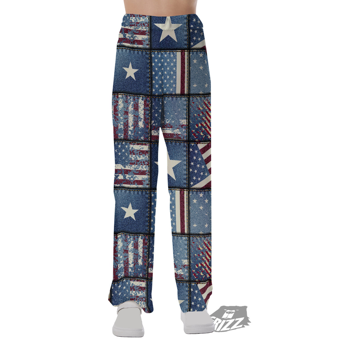 Patchwork USA Denim Print Pattern Pajama Pants-grizzshop