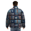 Patchwork USA Denim Print Pattern Puffer Jacket-grizzshop