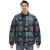 Patchwork USA Denim Print Pattern Puffer Jacket-grizzshop