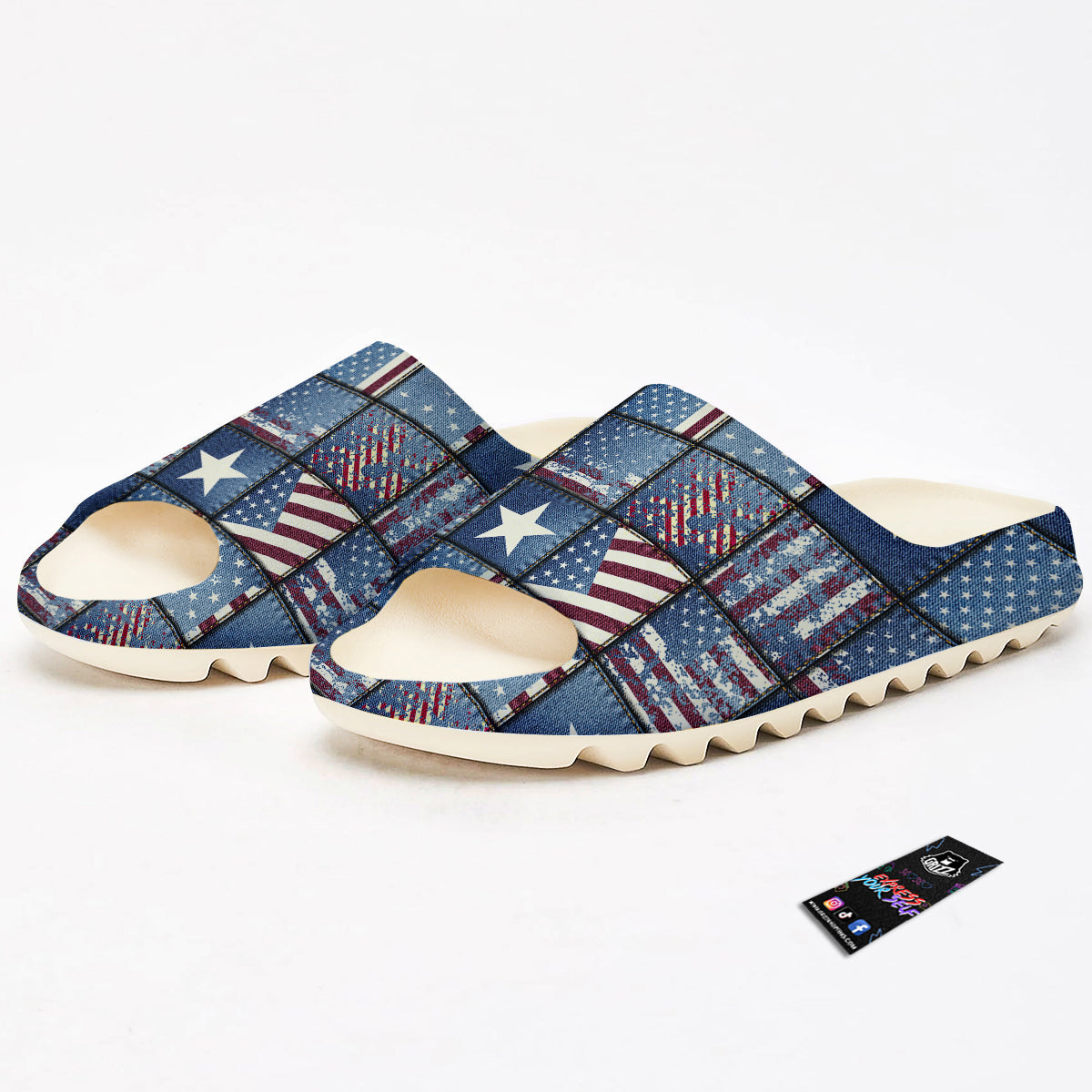 Patchwork USA Denim Print Pattern Sandals-grizzshop