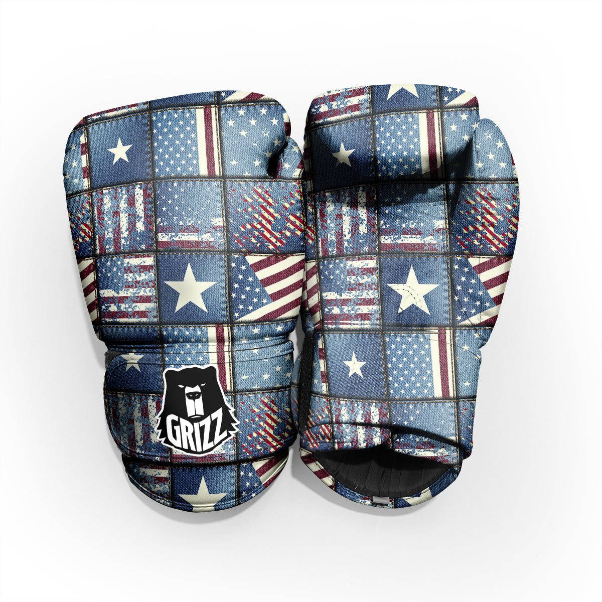 Patchwork USA Denim Print Pattern Pro Boxing Glove