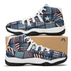 Patchwork USA Denim Print Pattern White Bball Shoes-grizzshop