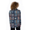 Patchwork USA Denim Print Pattern Women's Long Sleeve Shirts-grizzshop