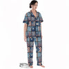 Patchwork USA Denim Print Pattern Women's Pajamas Set-grizzshop