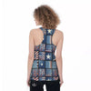 Patchwork USA Denim Print Pattern Women's Racerback Tank Top-grizzshop