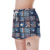 Patchwork USA Denim Print Pattern Women's Shorts-grizzshop