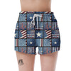 Patchwork USA Denim Print Pattern Women's Shorts-grizzshop