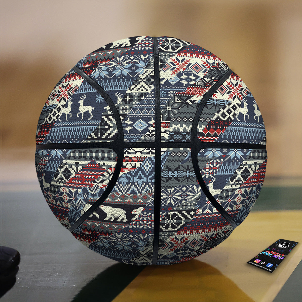 Patchwork Ugly Snowflake And Knitted Print Pattern Basketball-grizzshop