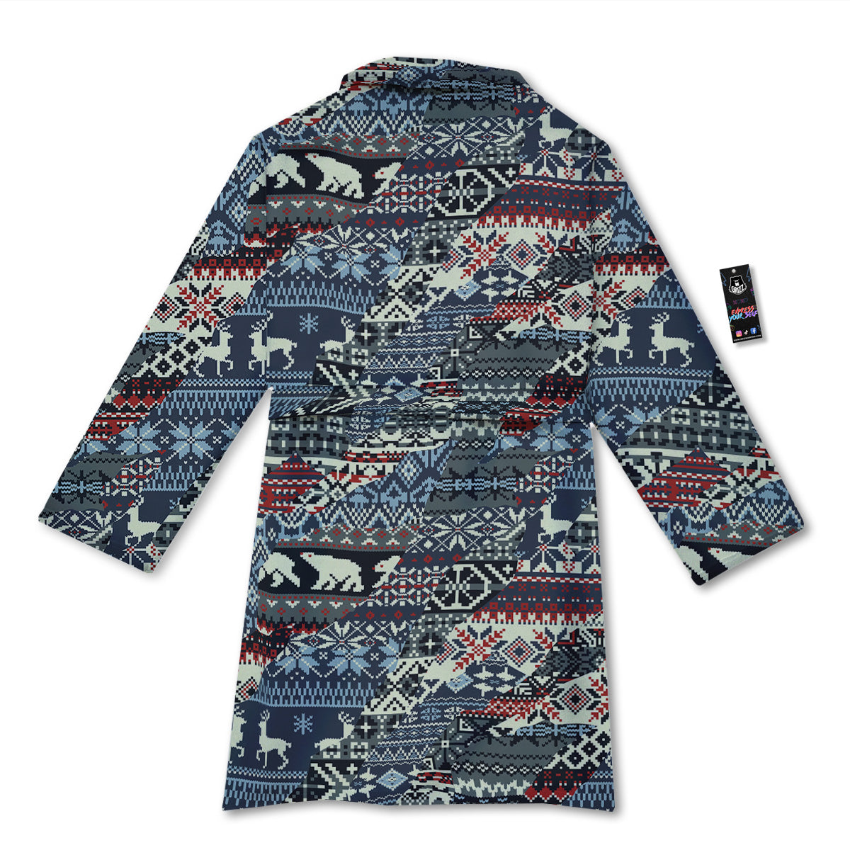 Patchwork Ugly Snowflake And Knitted Print Pattern Bathrobe-grizzshop