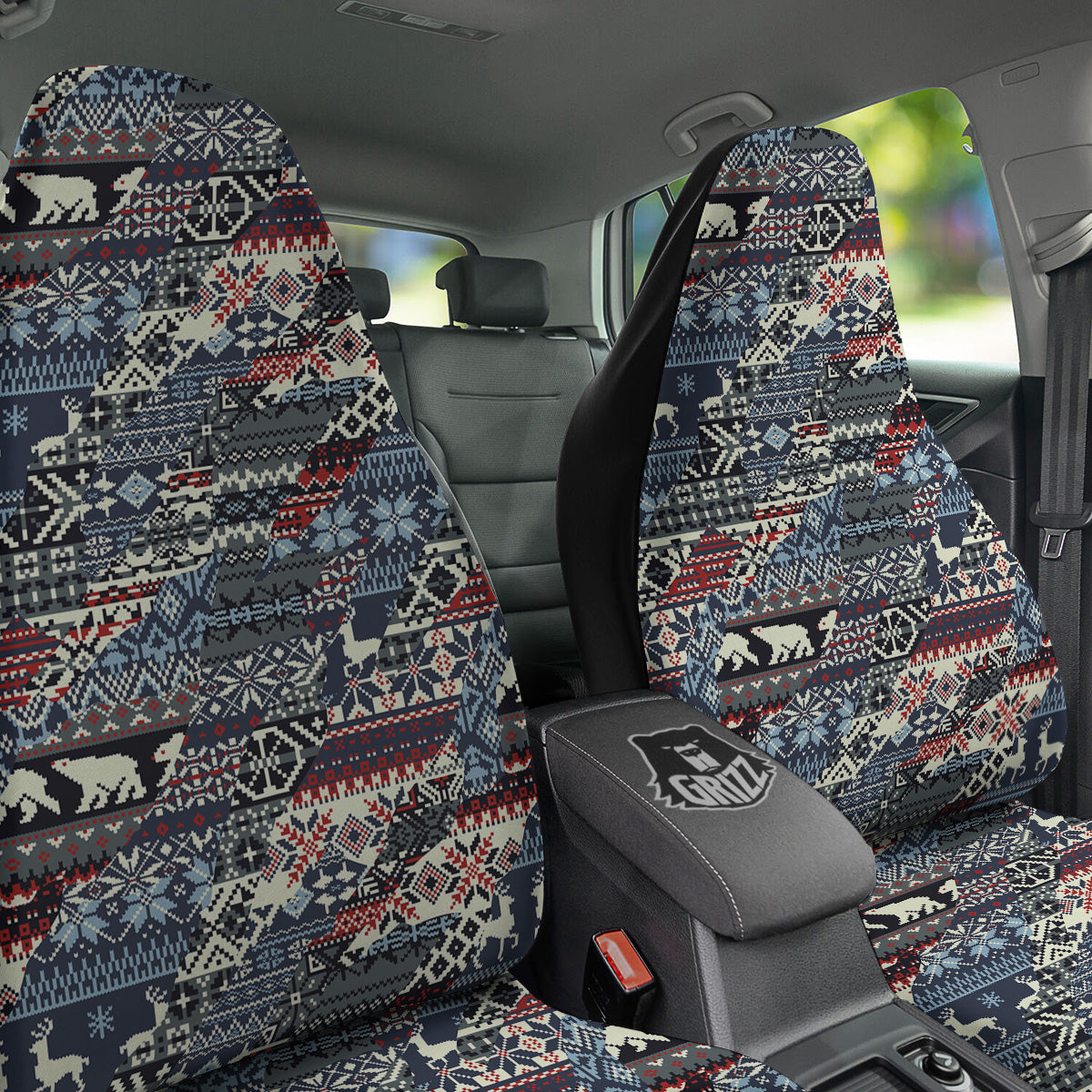 Patchwork Ugly Snowflake And Knitted Print Pattern Car Seat Covers-grizzshop