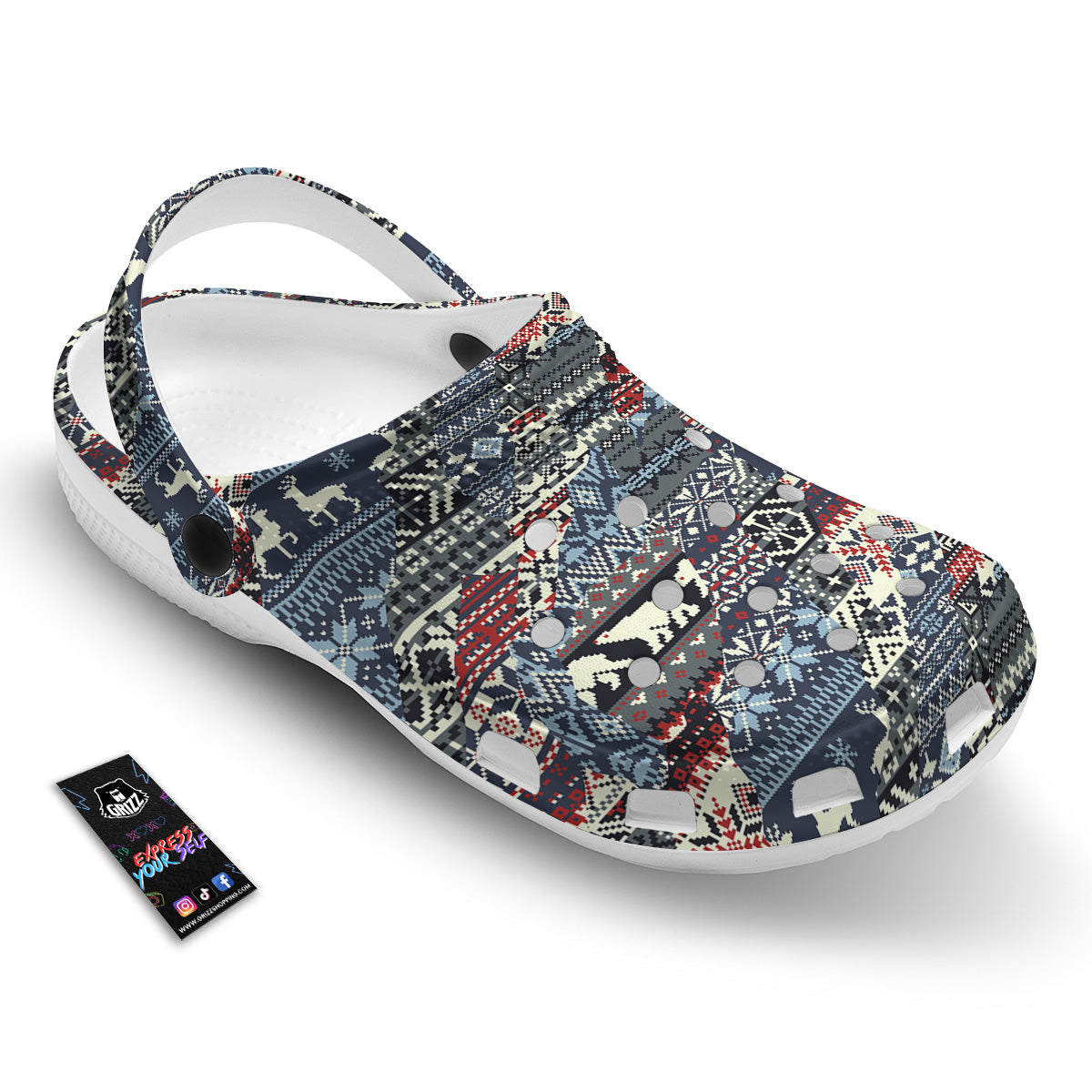Patchwork Ugly Snowflake And Knitted Print Pattern Clog-grizzshop