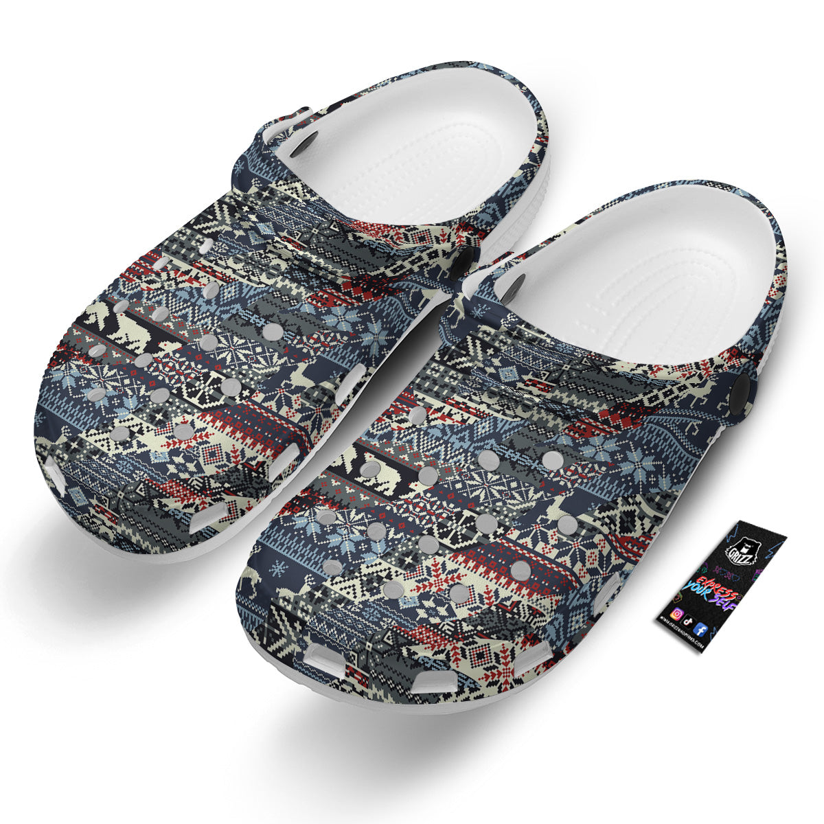 Patchwork Ugly Snowflake And Knitted Print Pattern Clog-grizzshop