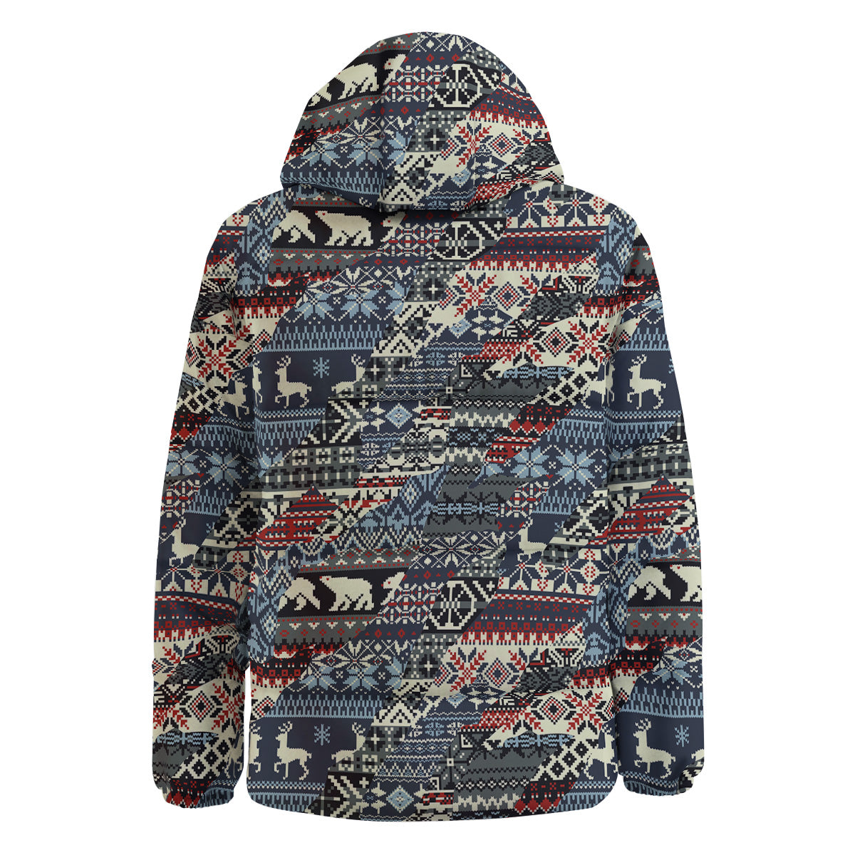 Patchwork Ugly Snowflake And Knitted Print Pattern Down Jacket-grizzshop