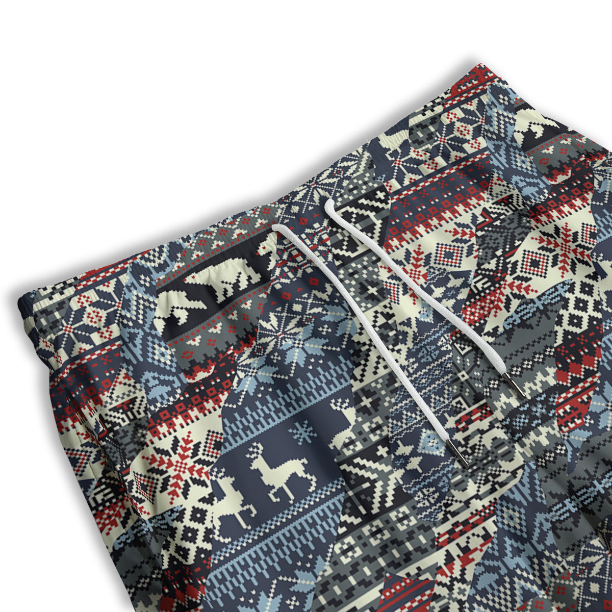 Patchwork Ugly Snowflake And Knitted Print Pattern Men's Athletic Shorts