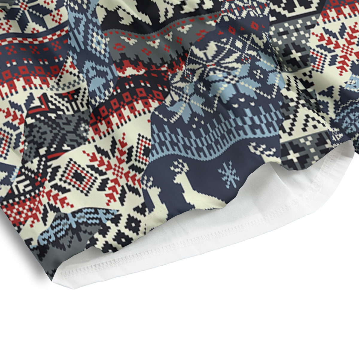 Patchwork Ugly Snowflake And Knitted Print Pattern Men's Athletic Shorts