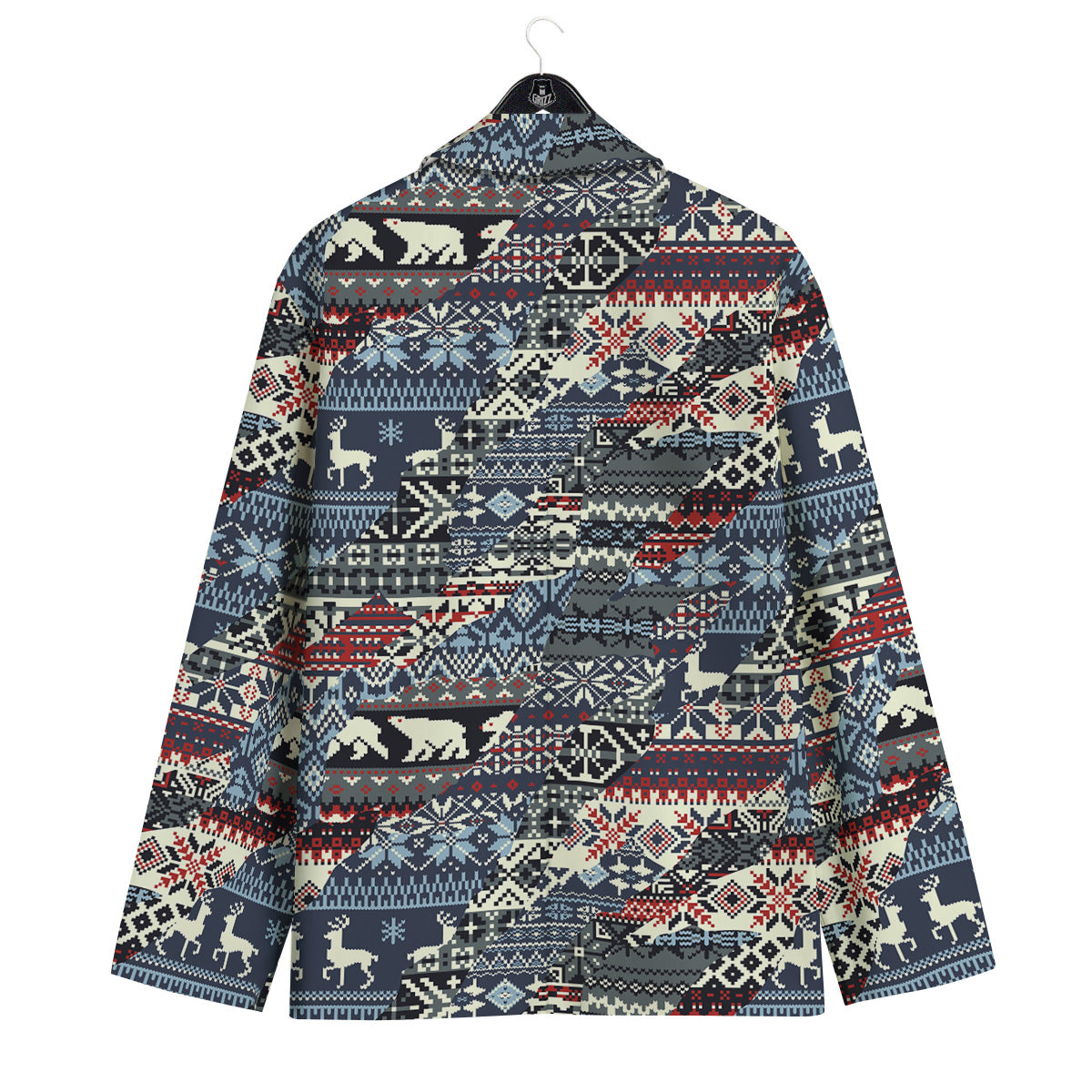 Patchwork Ugly Snowflake And Knitted Print Pattern Men's Sport Coat-grizzshop