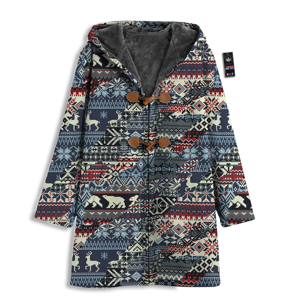 Patchwork Ugly Snowflake And Knitted Print Pattern Men's Windbreaker Jacket-grizzshop