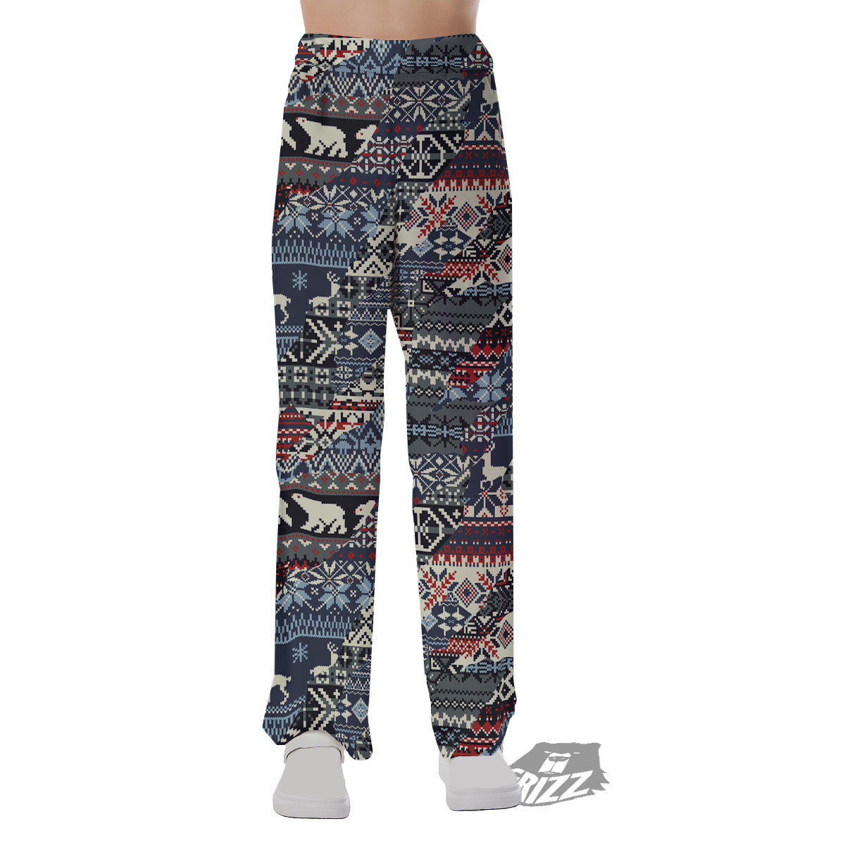 Patchwork Ugly Snowflake And Knitted Print Pattern Pajama Pants-grizzshop