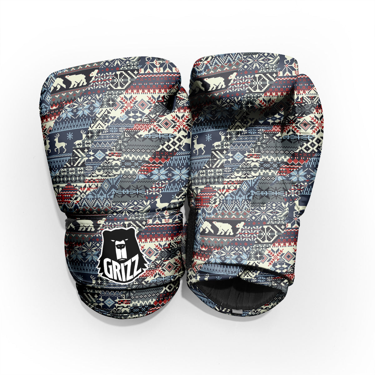 Patchwork Ugly Snowflake And Knitted Print Pattern Pro Boxing Glove