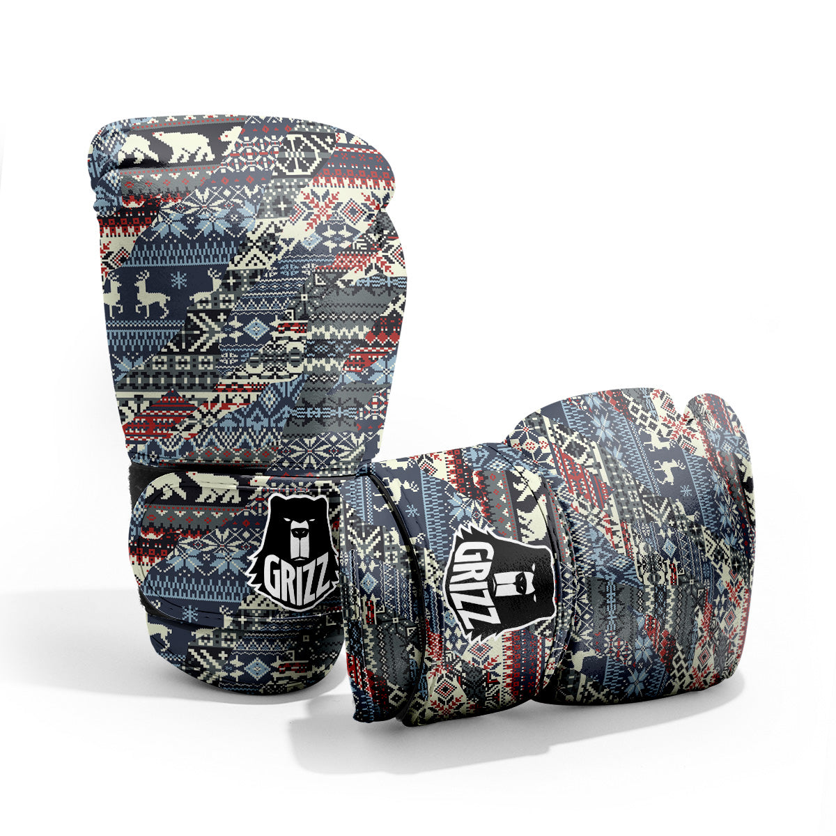 Patchwork Ugly Snowflake And Knitted Print Pattern Pro Boxing Glove