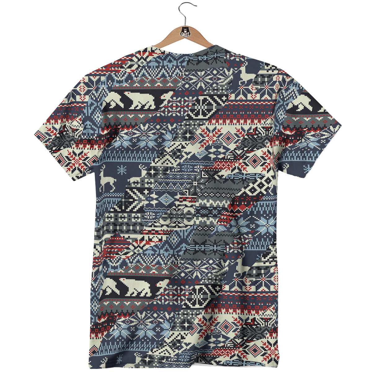 Patchwork Ugly Snowflake And Knitted Print Pattern T-Shirt-grizzshop