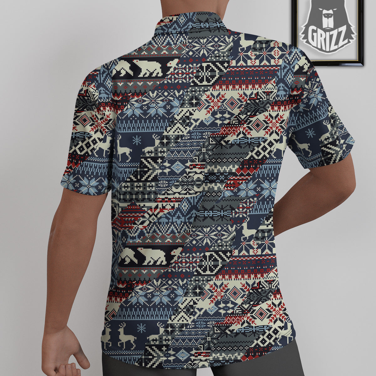 Patchwork Ugly Snowflake And Knitted Print Pattern Untucked Shirts-grizzshop