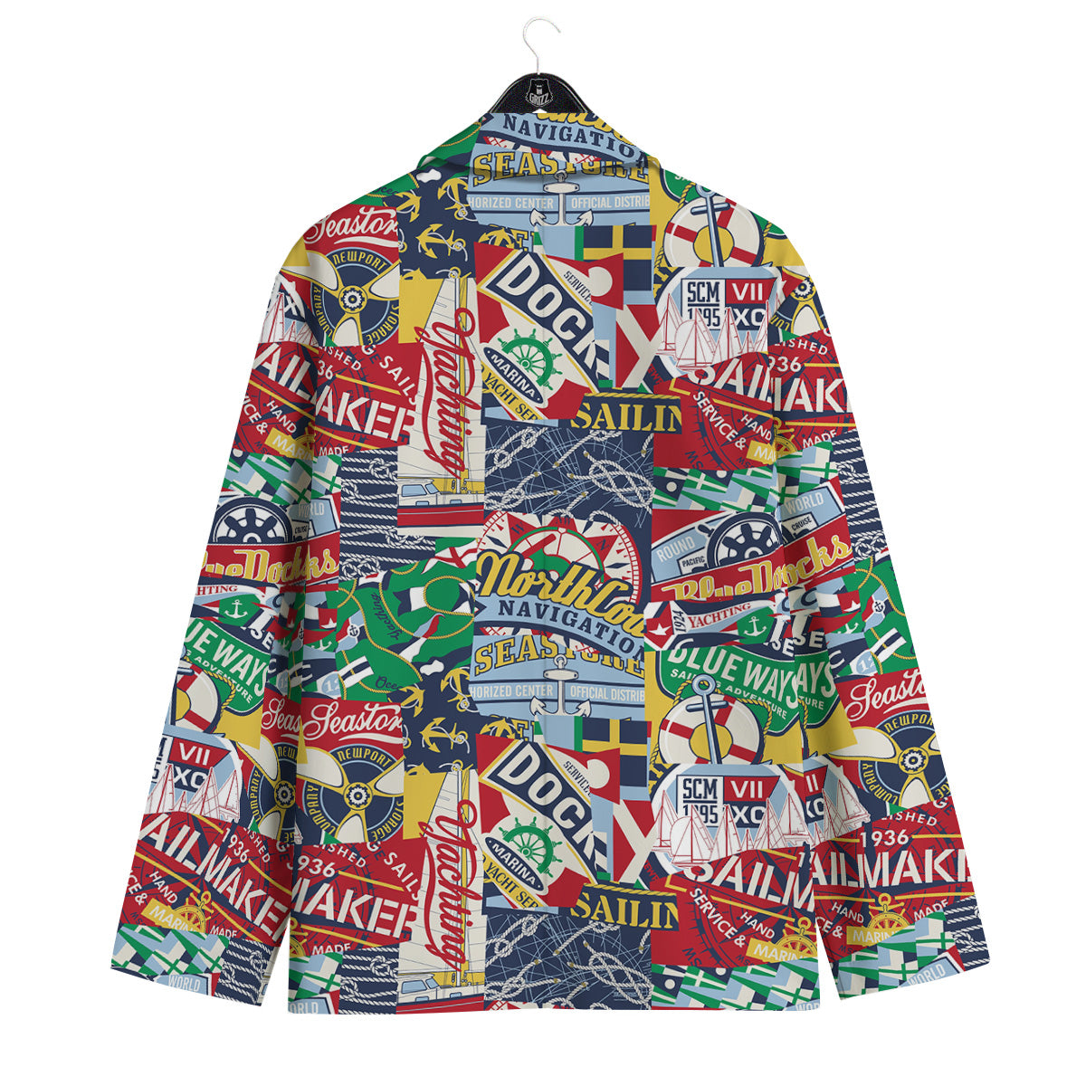 Patchwork Vintage Nautical Print Pattern Men's Sport Coat-grizzshop