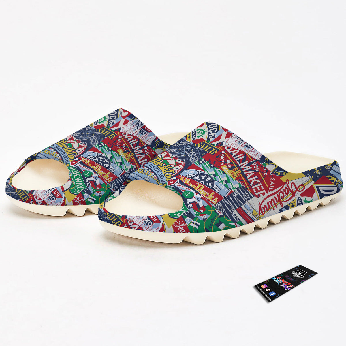 Patchwork Vintage Nautical Print Pattern Sandals-grizzshop