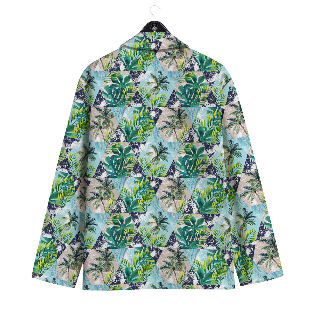 Patchwork Watercolor Tropical Leaves Print Pattern Men's Sport Coat-grizzshop