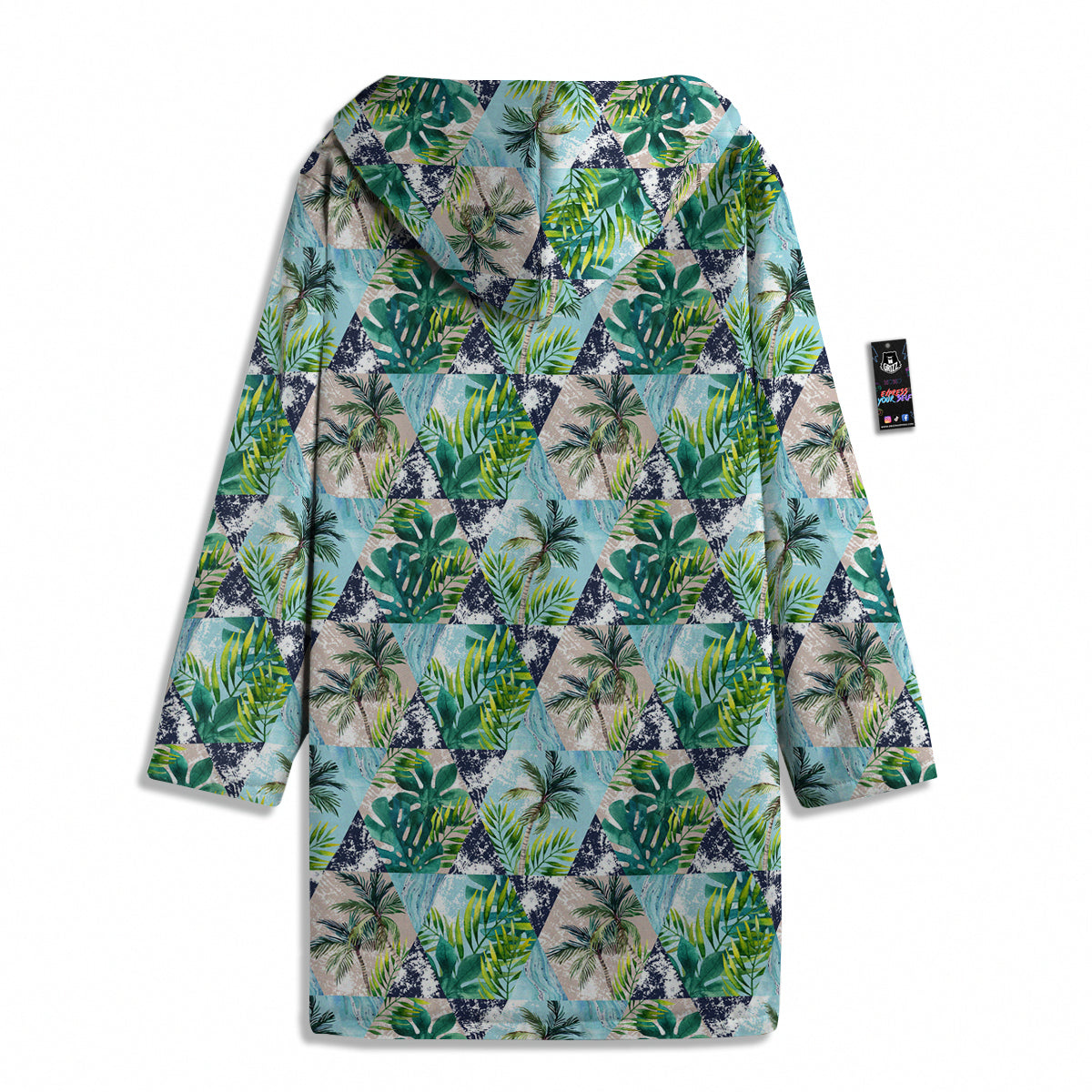 Patchwork Watercolor Tropical Leaves Print Pattern Men's Windbreaker Jacket-grizzshop