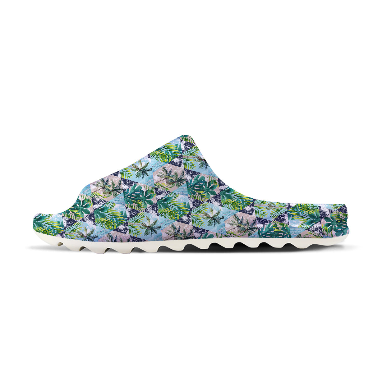 Patchwork Watercolor Tropical Leaves Print Pattern Sandals-grizzshop