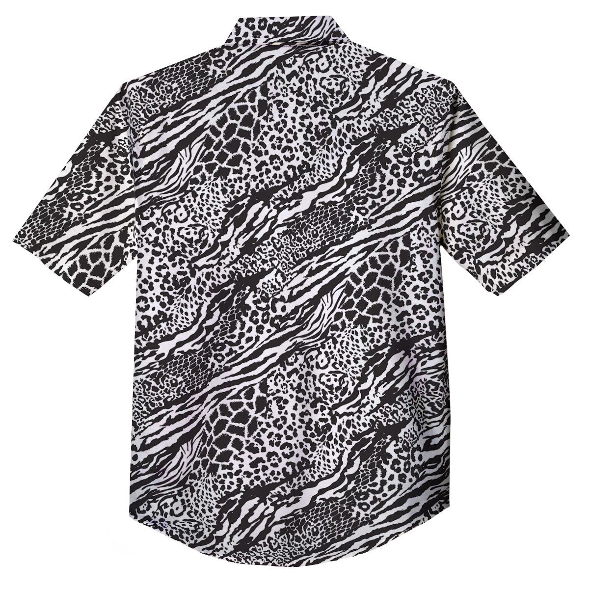 Patchwork White Black Animal Skins Print Pattern Button Up Shirt-grizzshop