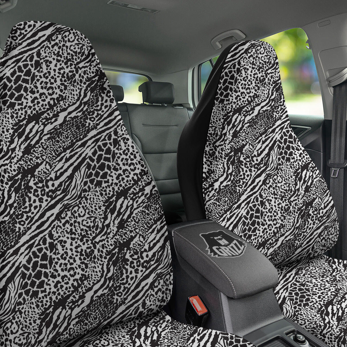 Patchwork White Black Animal Skins Print Pattern Car Seat Covers-grizzshop