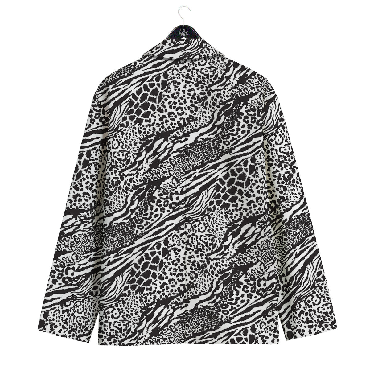 Patchwork White Black Animal Skins Print Pattern Men's Sport Coat-grizzshop
