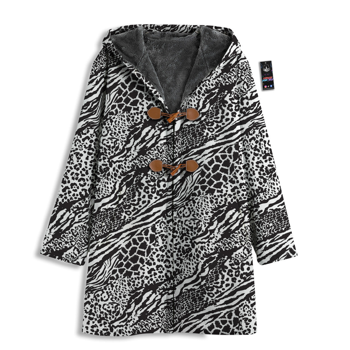 Patchwork White Black Animal Skins Print Pattern Men's Windbreaker Jacket-grizzshop