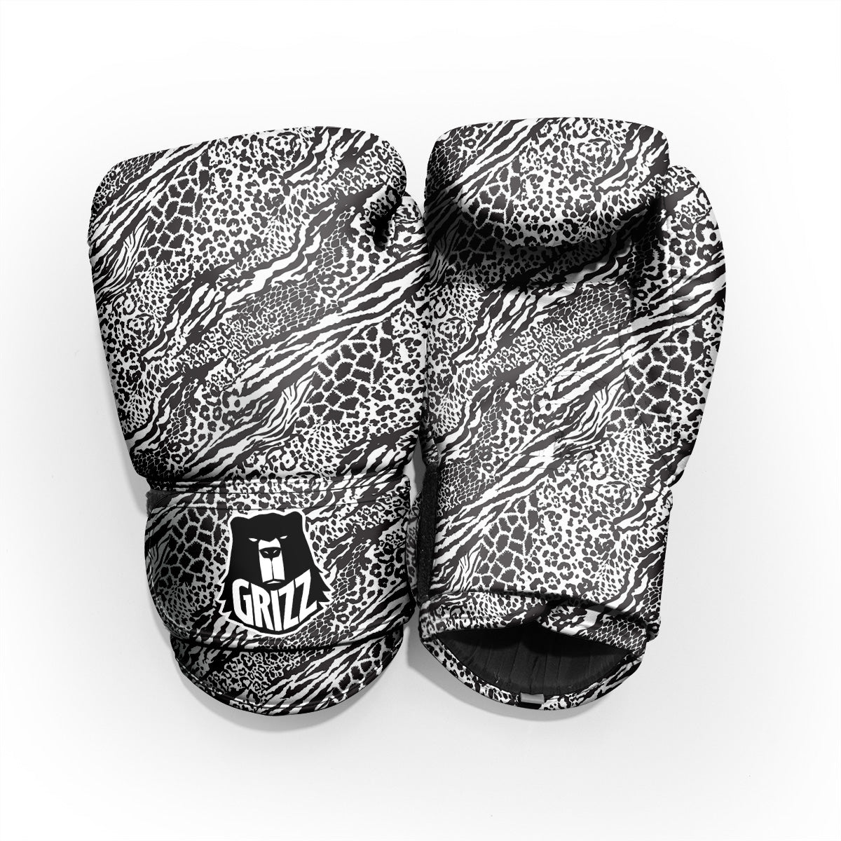 Patchwork White Black Animal Skins Print Pattern Pro Boxing Glove