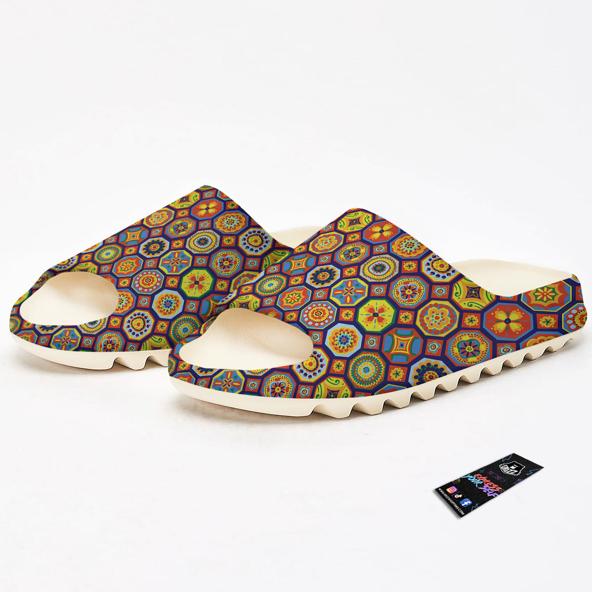 Patchwork Abstract Floral Colorful Print Pattern Sandals-grizzshop