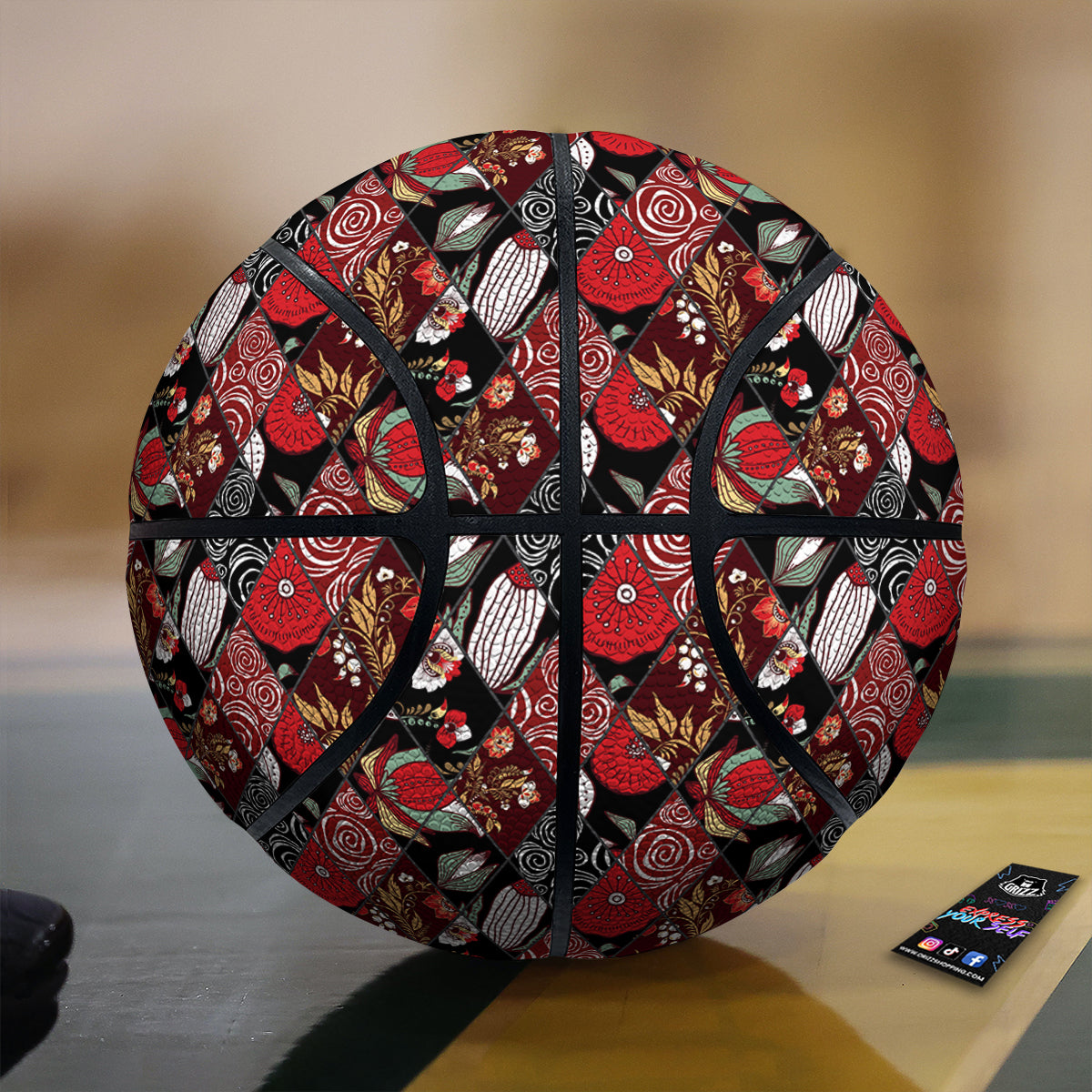 Patchwork Abstract Flower Print Pattern Basketball