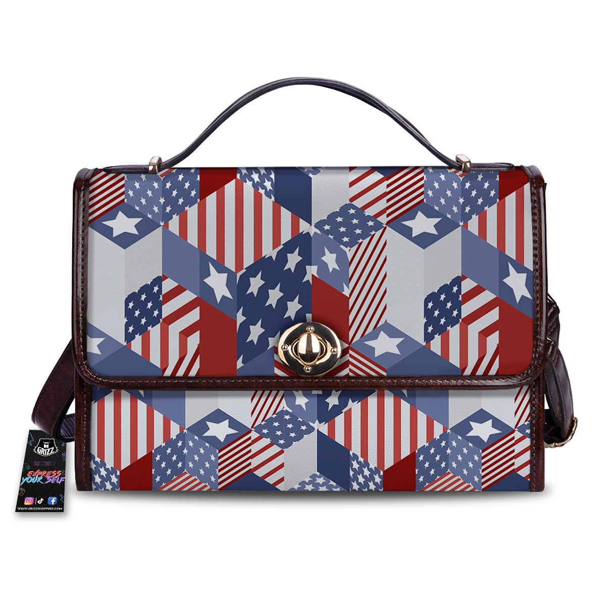 Patchwork American Patriotic Print Women's Satchel Bag
