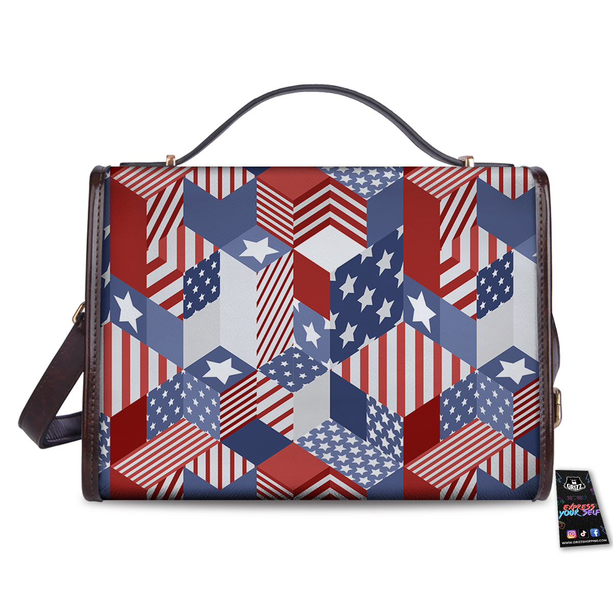 Patchwork American Patriotic Print Women's Satchel Bag