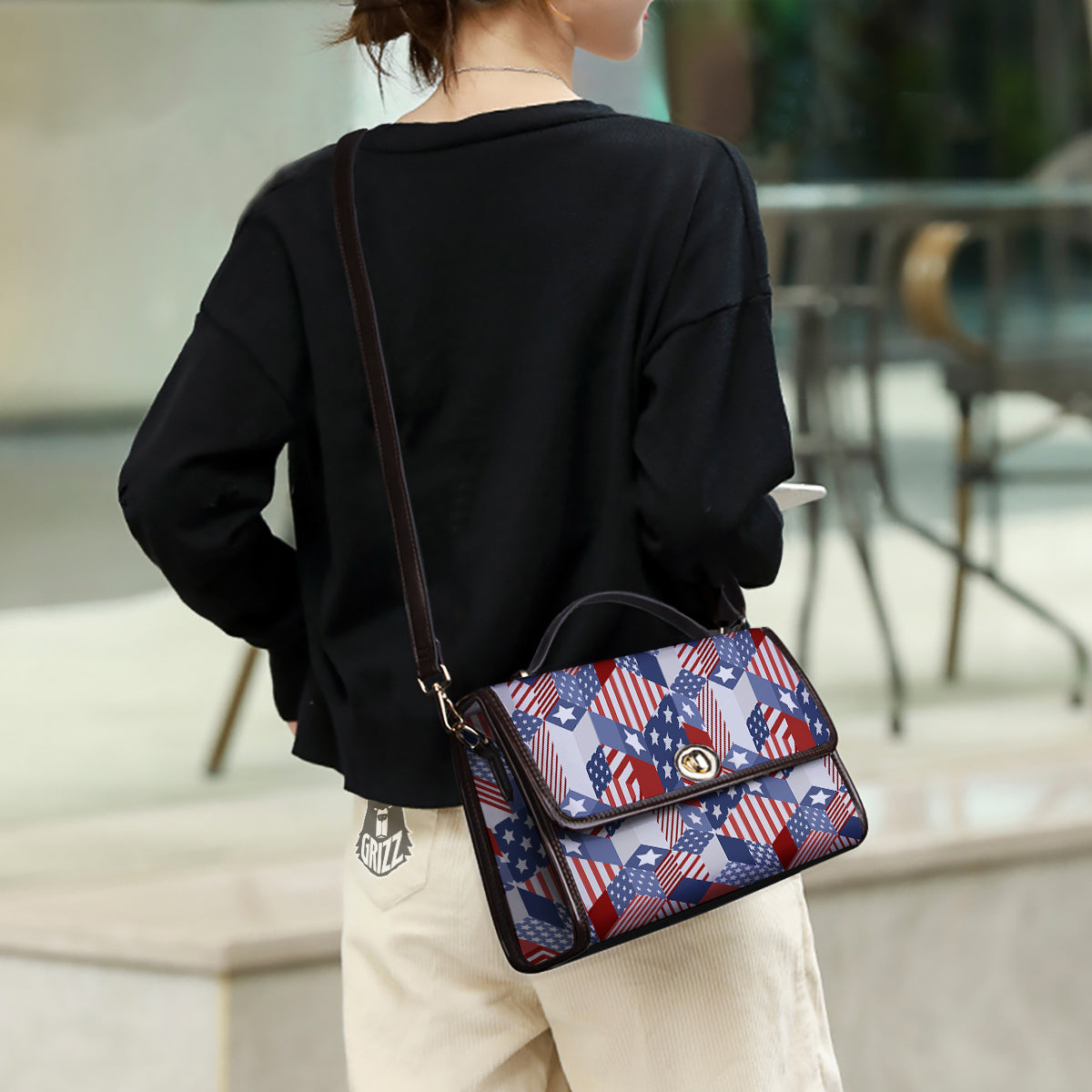 Patchwork American Patriotic Print Women's Satchel Bag