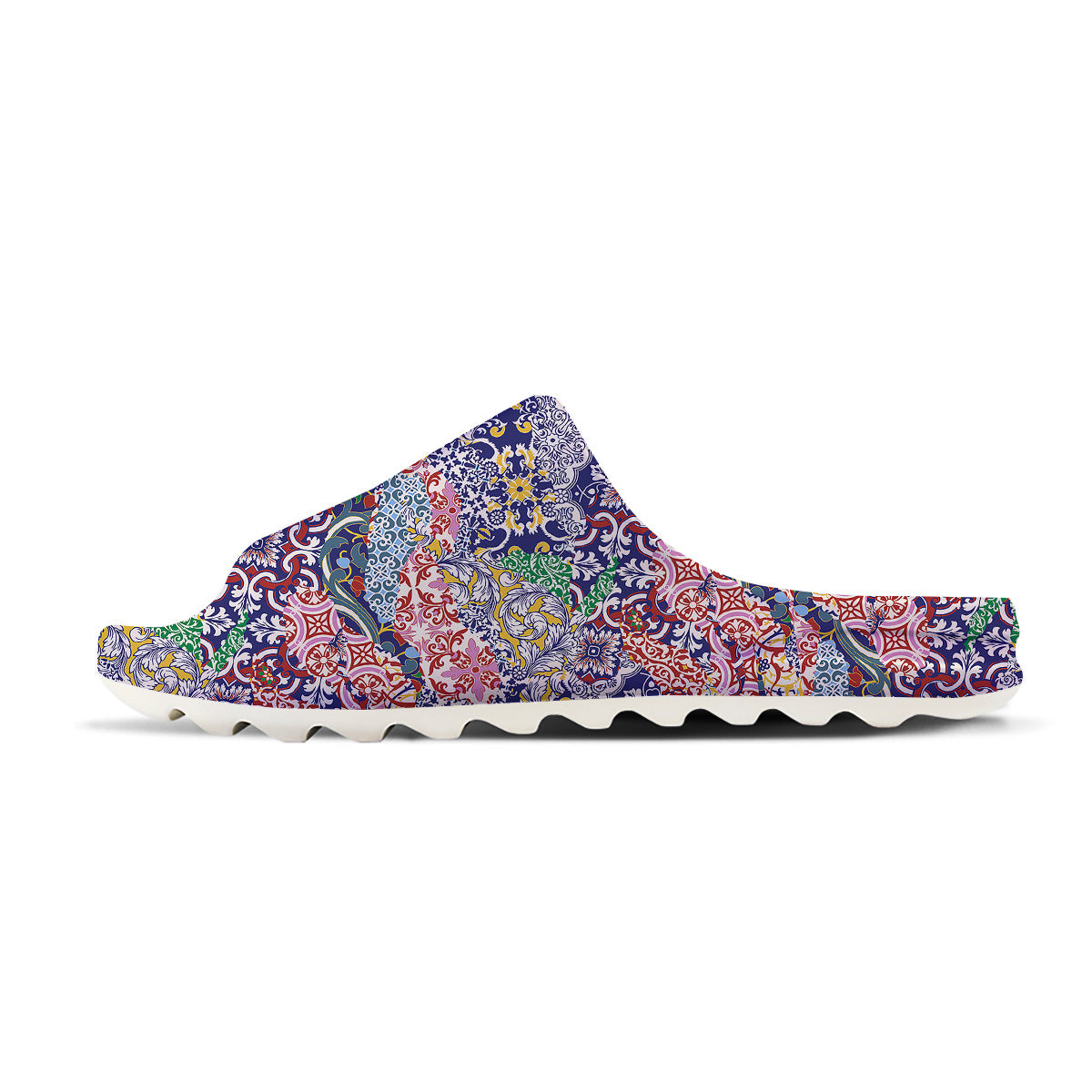 Patchwork Azulejos Tiles Print Pattern Sandals-grizzshop
