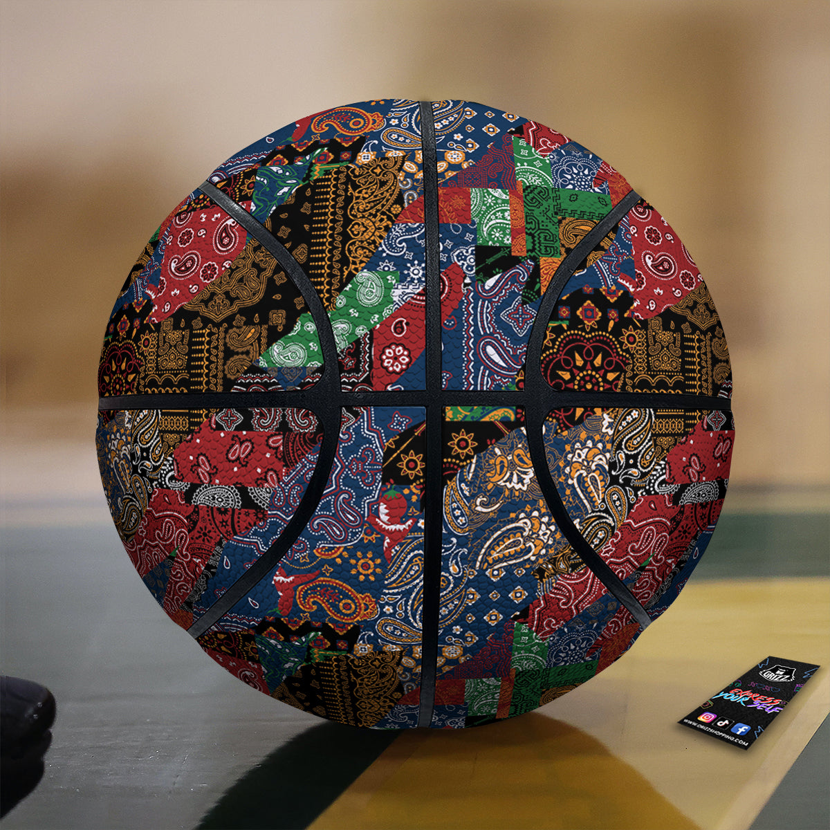 Patchwork Bandanna Print Pattern Basketball