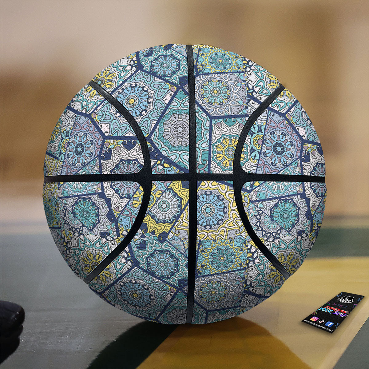 Patchwork Indian Floral Print Pattern Basketball