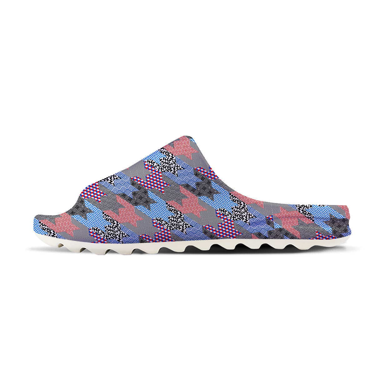 Patchwork Style And Classic Houndstooth Print Pattern Sandals-grizzshop