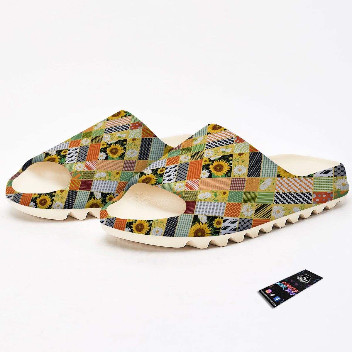 Patchwork Sunflowers Print Sandals-grizzshop