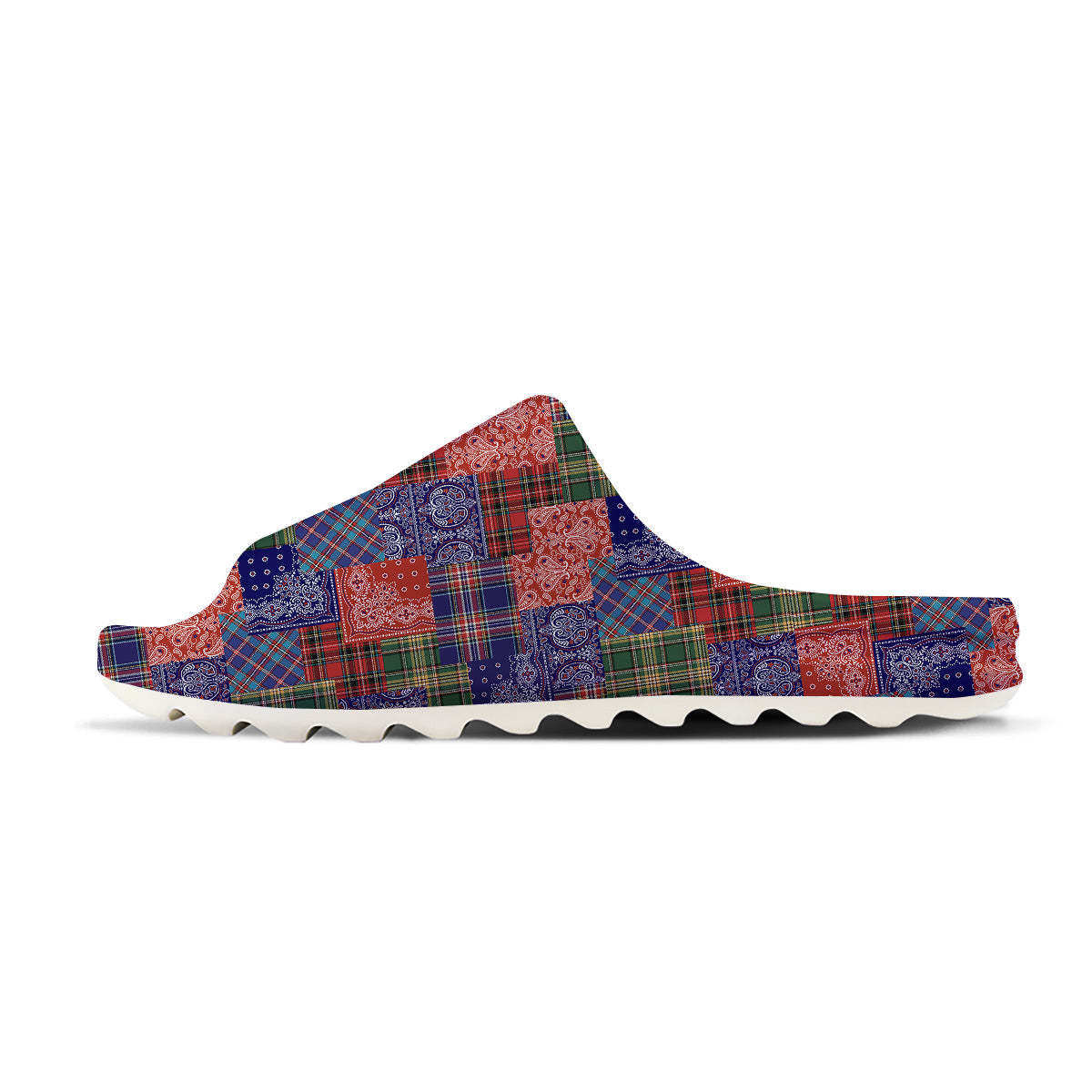 Patchwork Tartan And Bandana Print Pattern Sandals-grizzshop
