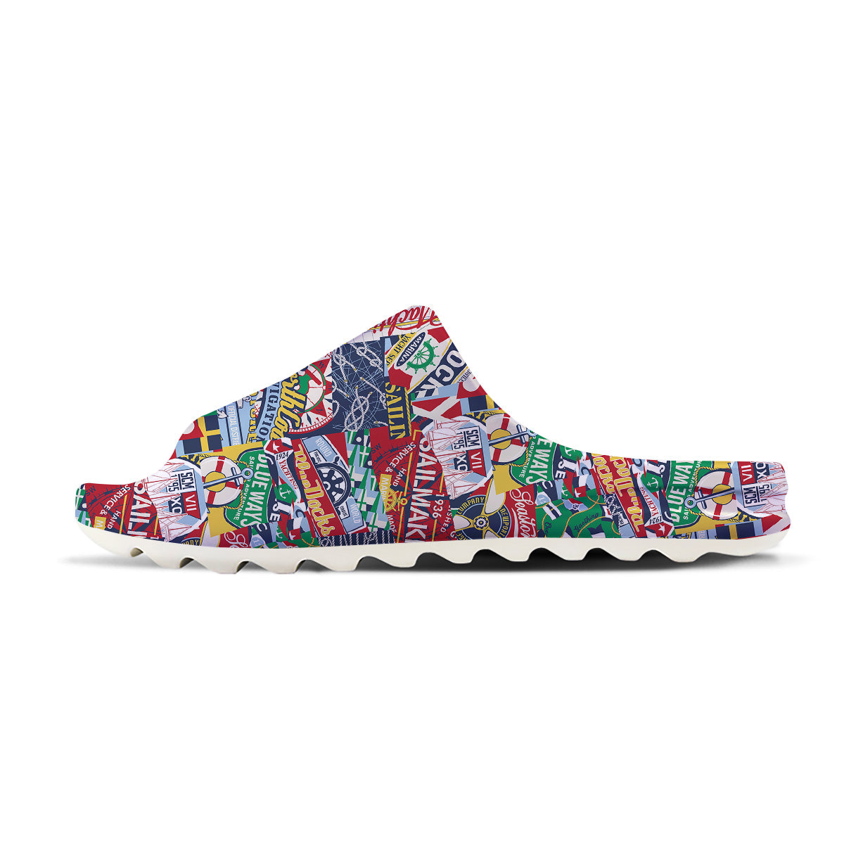 Patchwork Vintage Nautical Print Pattern Sandals-grizzshop