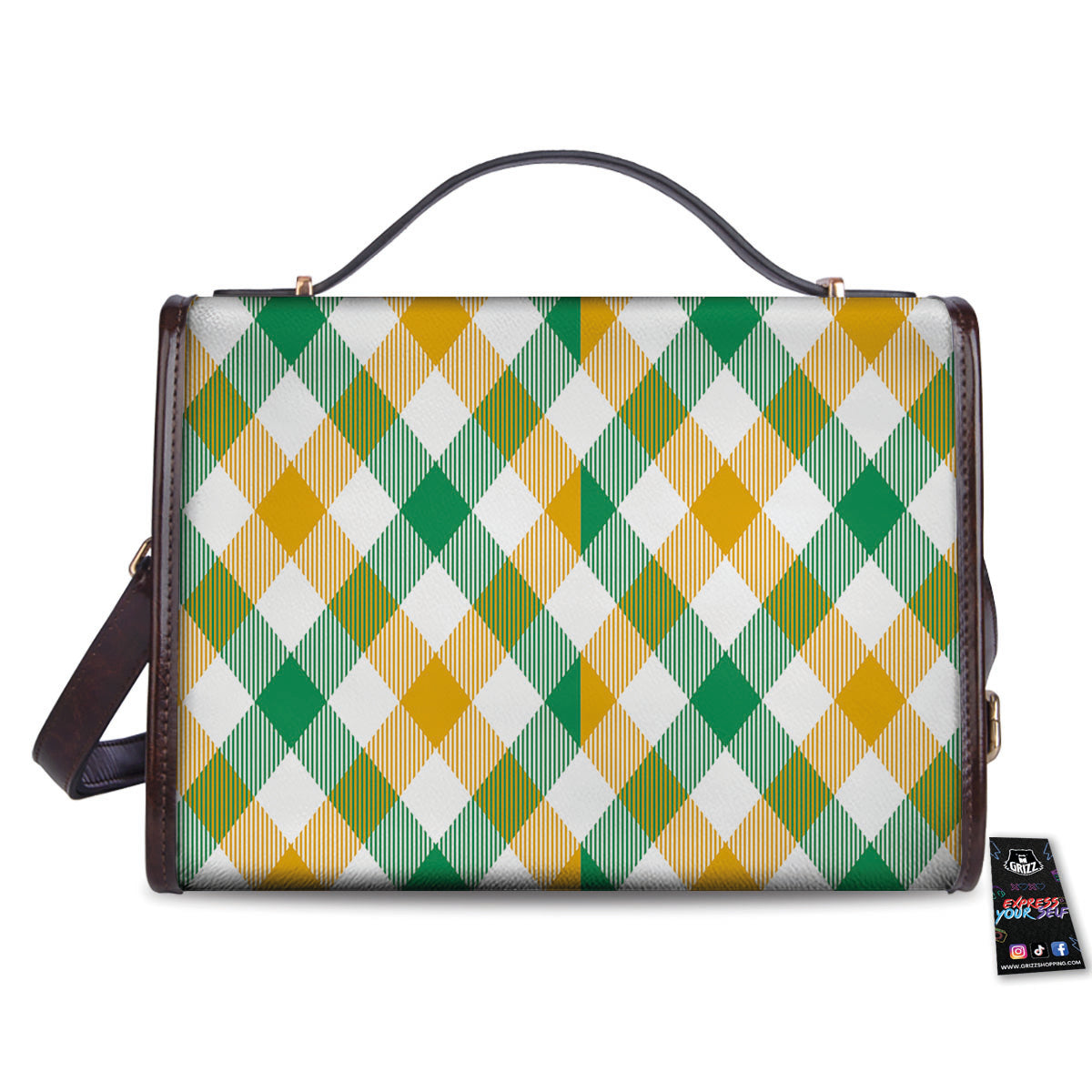 Patrick's Day Irish Plaid Print Women's Satchel Bag