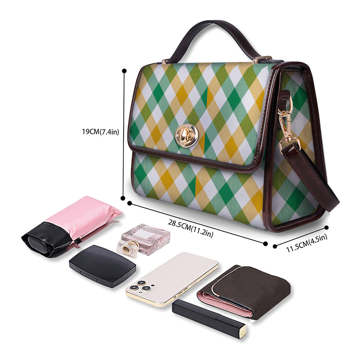 Patrick's Day Irish Plaid Print Women's Satchel Bag